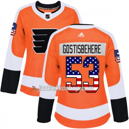 Nainen NHL Philadelphia Flyers Pelipaita Shayne Gostisbehere 53 Adidas 2017-2018 Oranssi USA Flag Fashion Authentic